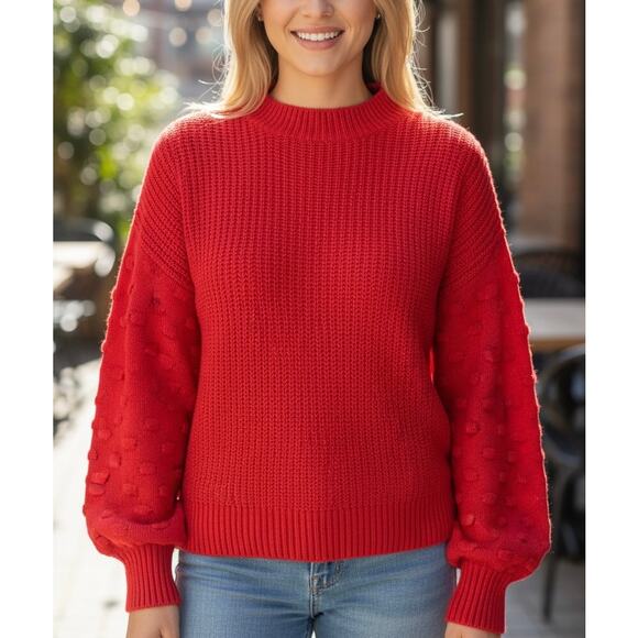 Love Always Mock Neck Sweater Red Balloon Long Sleeve Pullover Size M - Picture 1 of 11